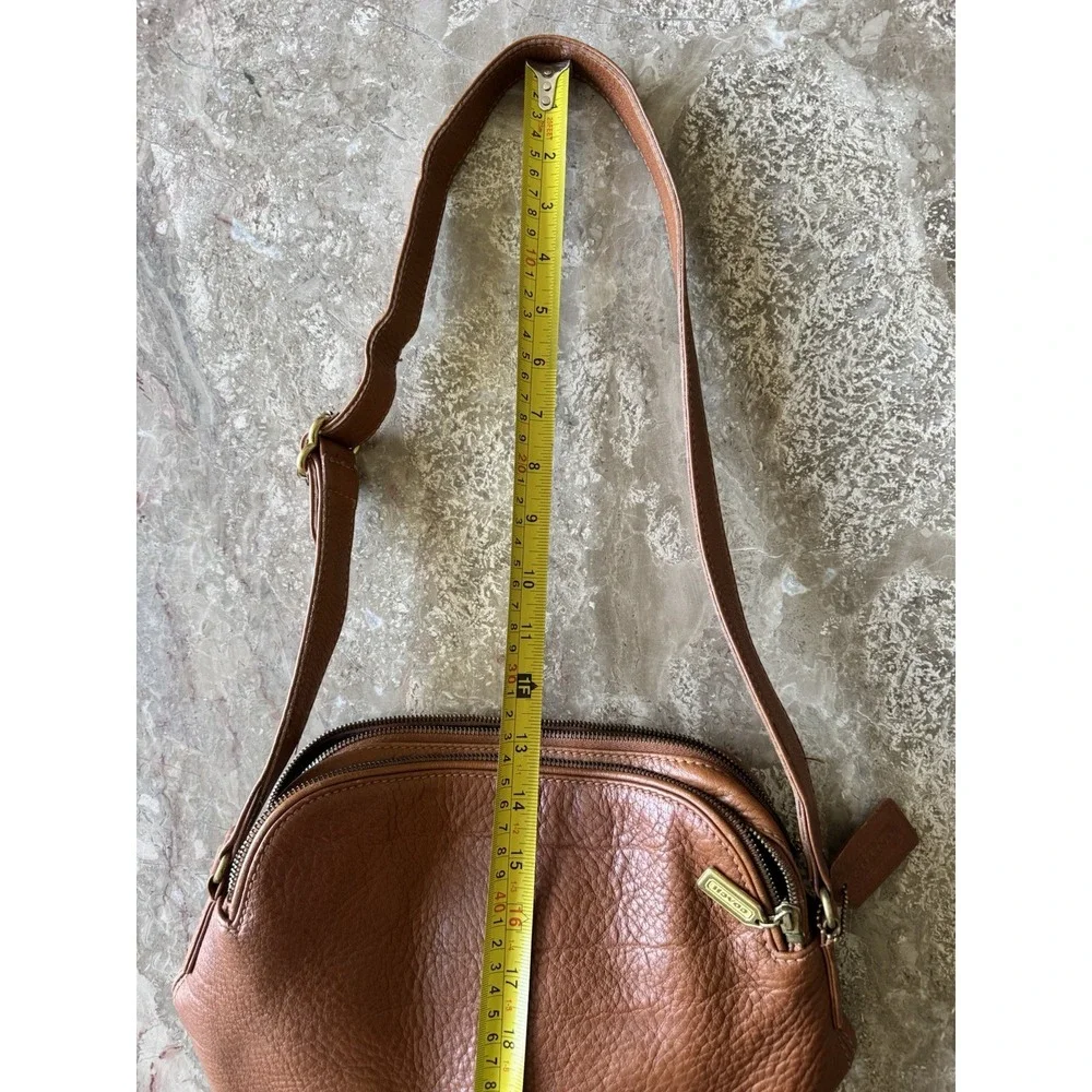 Vintage Coach 4914 ~ Natural Grain Double Zip Saddle Brn Leather Purse 90's READ